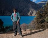 One of our porters who wanted me to take his photo by the lake